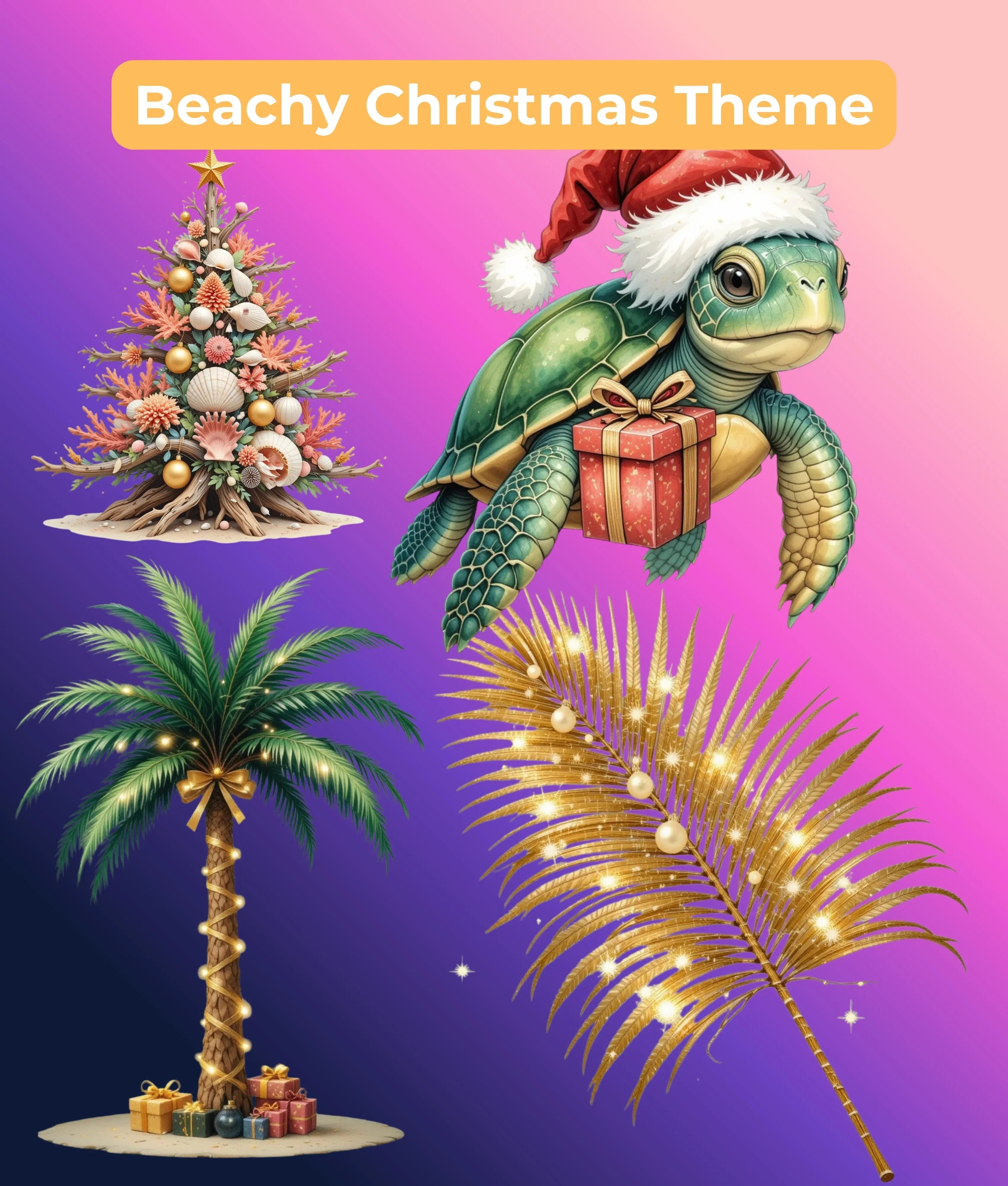 Island-Luxe Tropical Christmas Clipart Bundle - CraftNest - Digital Crafting and Art