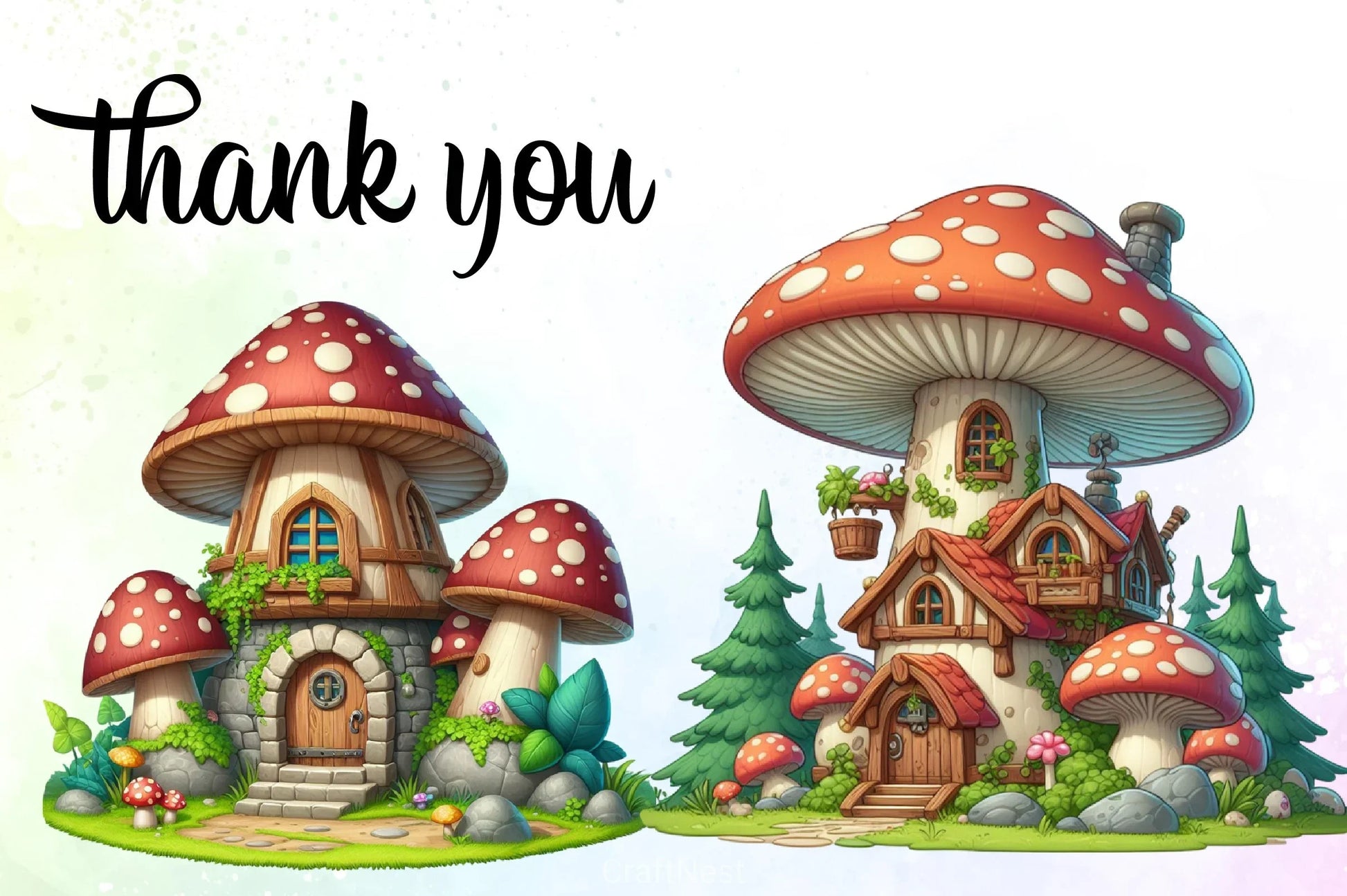 Mushroom House Clipart Bundle 2 - CraftNest - Digital Crafting and Art