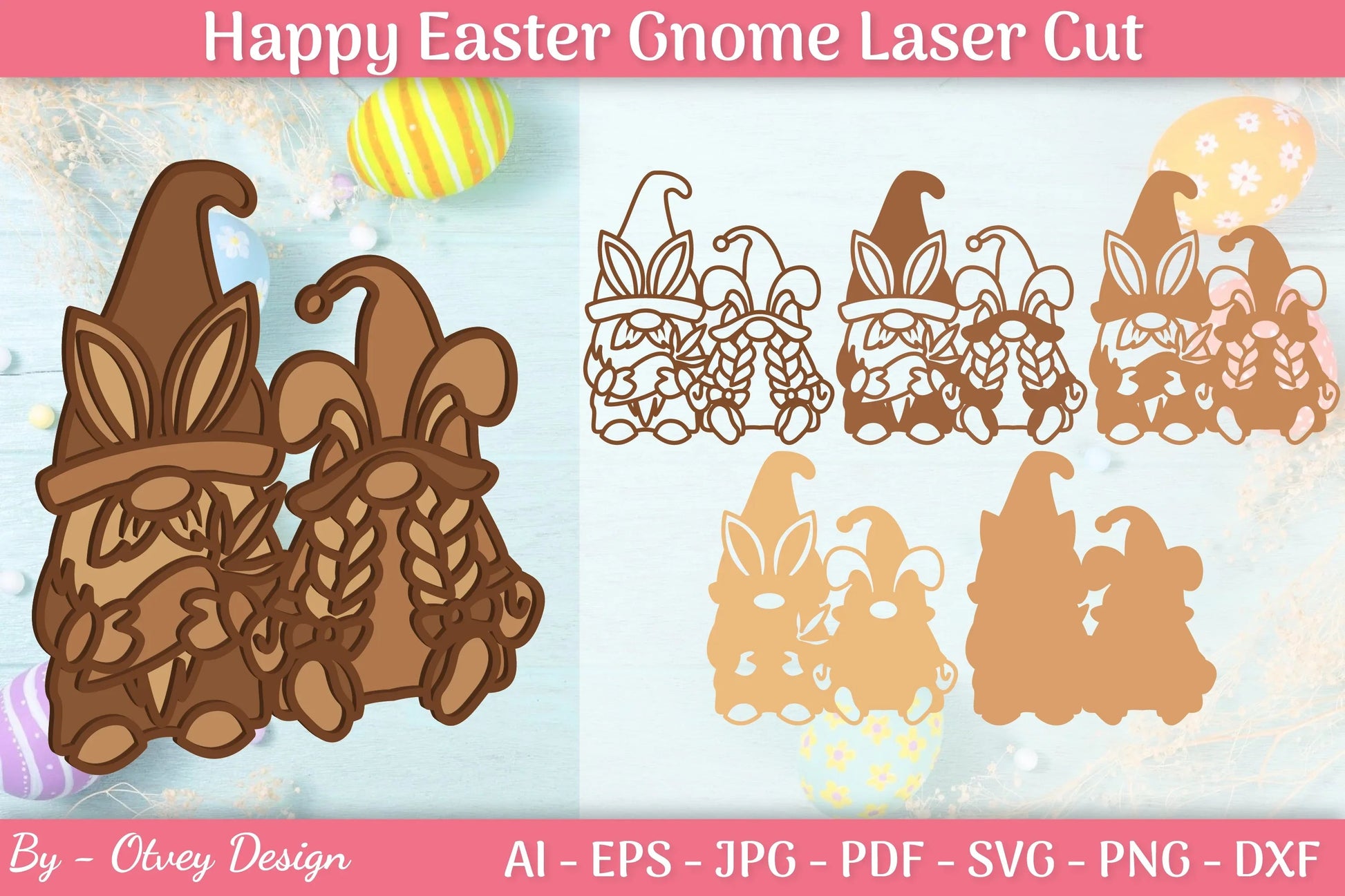 Easter Gnome Laser Cut SVG Bundle 7 - CraftNest - Digital Crafting and Art