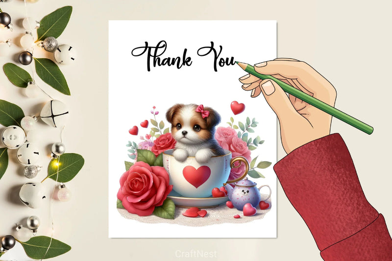 Valentine's Day Dog in Tea Cup Clipart Bundle - CraftNest - Digital Crafting and Art