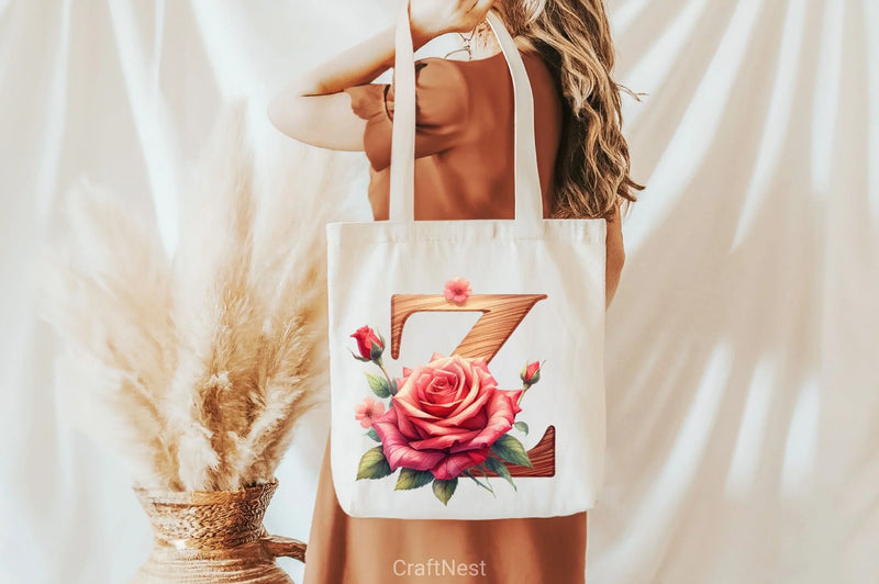 Wood Alphabet Rose Clipart Bundle 1 - CraftNest - Digital Crafting and Art