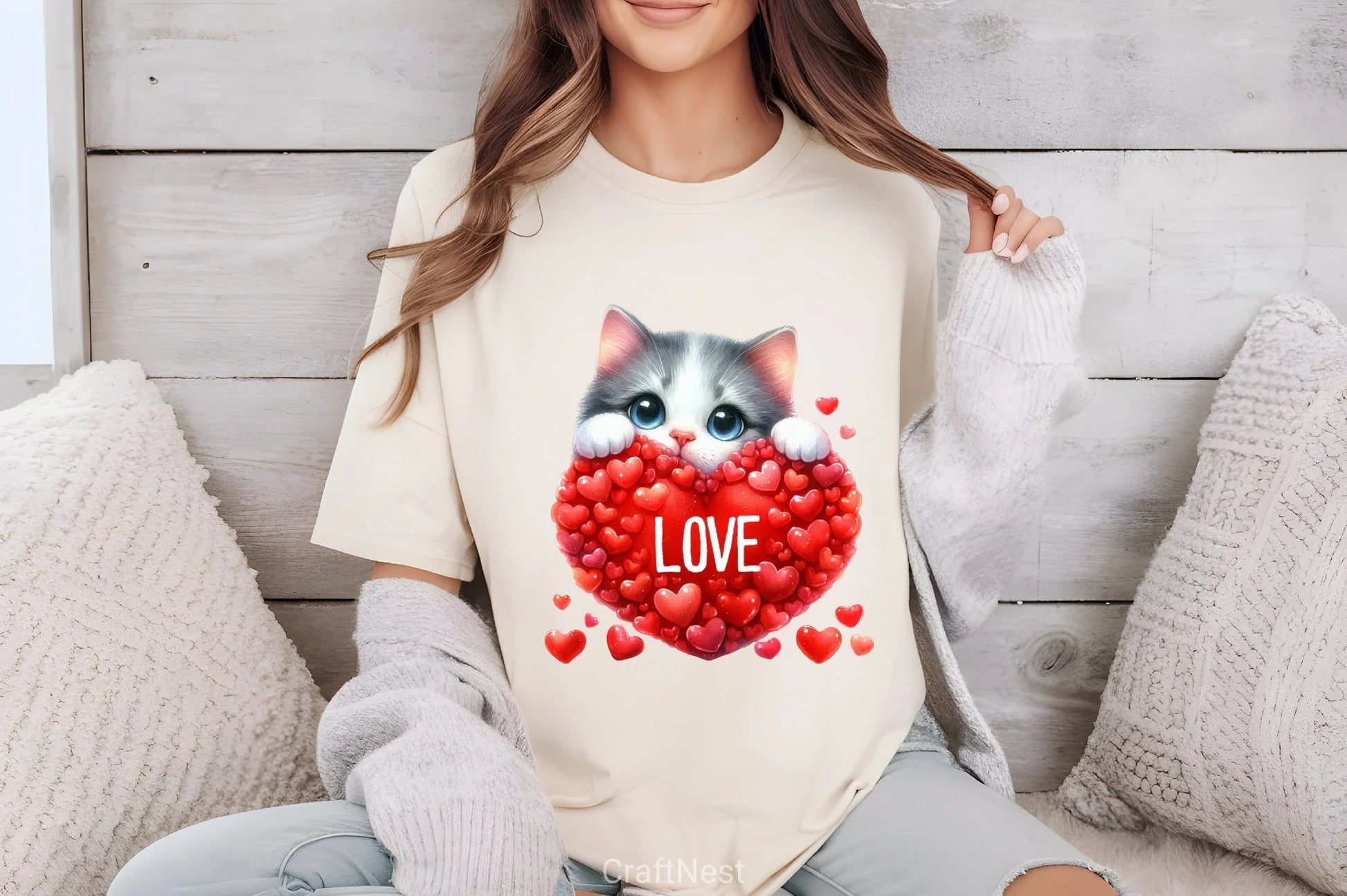 Cat Peeking Valentine Clipart Bundle - CraftNest - Digital Crafting and Art