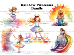 Rainbow Princesses Clipart - CraftNest