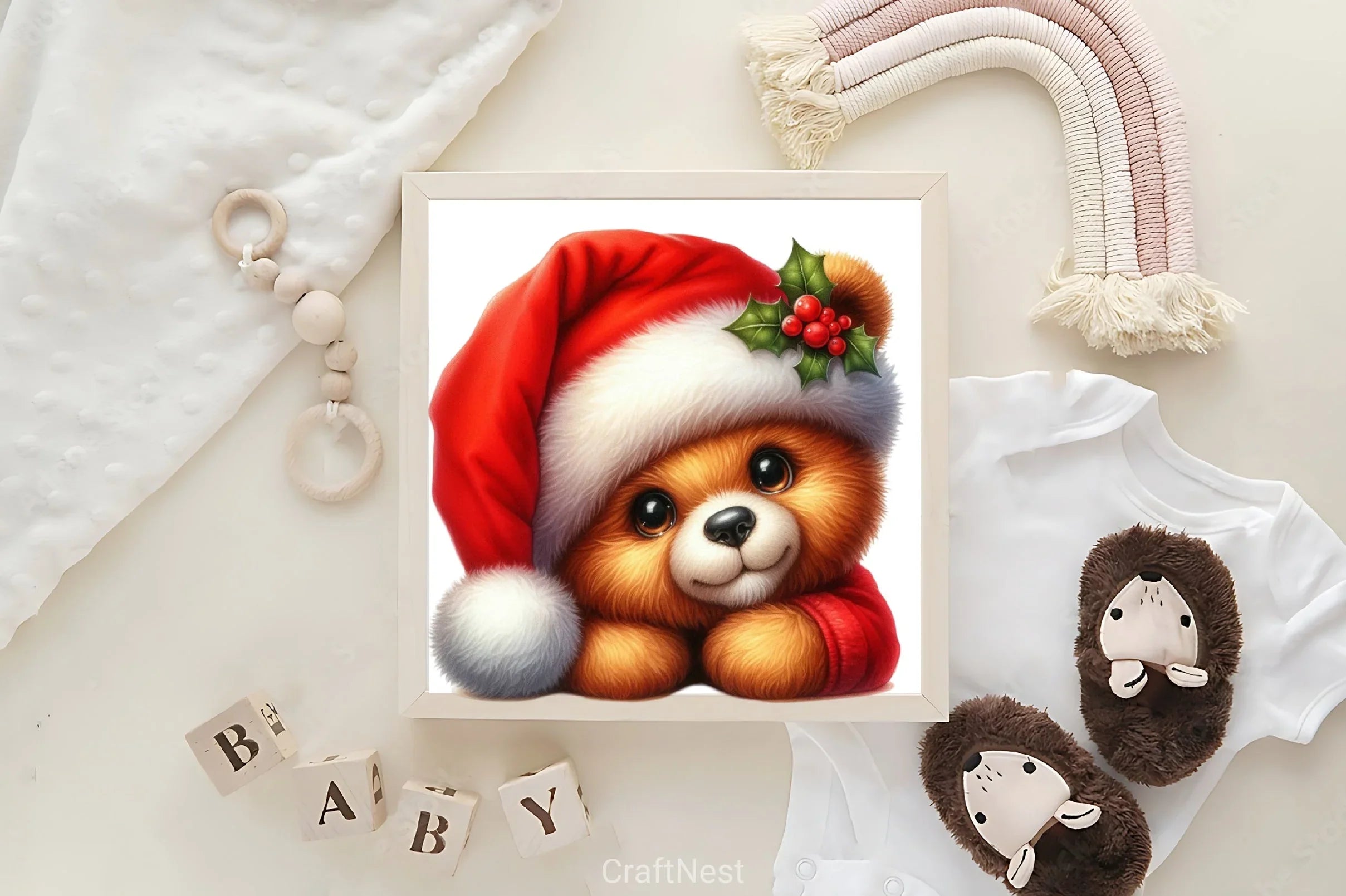 Yellow & Red Christmas Teddy Bear Clipart Bundle - CraftNest - Digital Crafting and Art