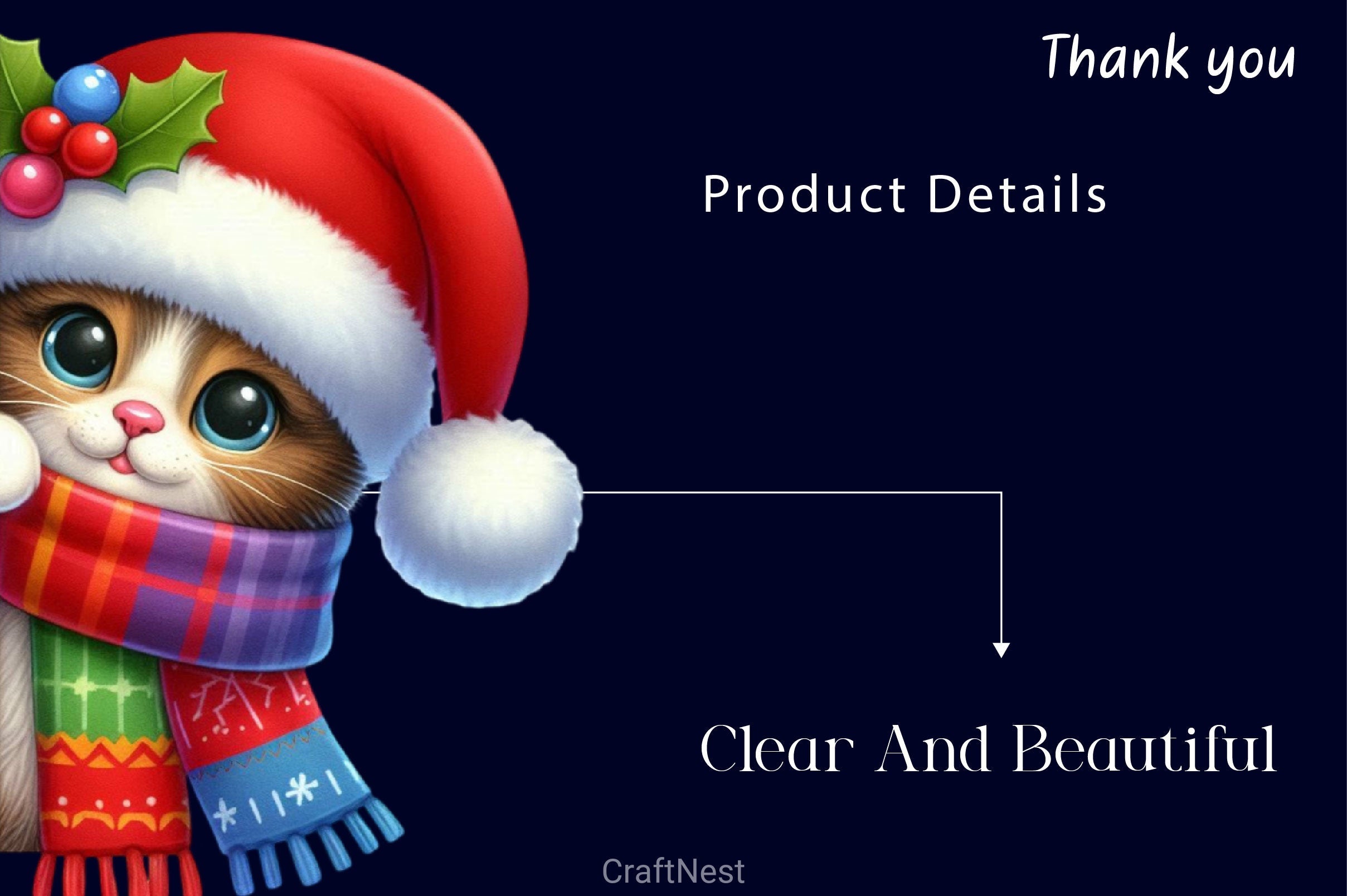 Christmas Cat Peeking Around Corner Clipart Bundle