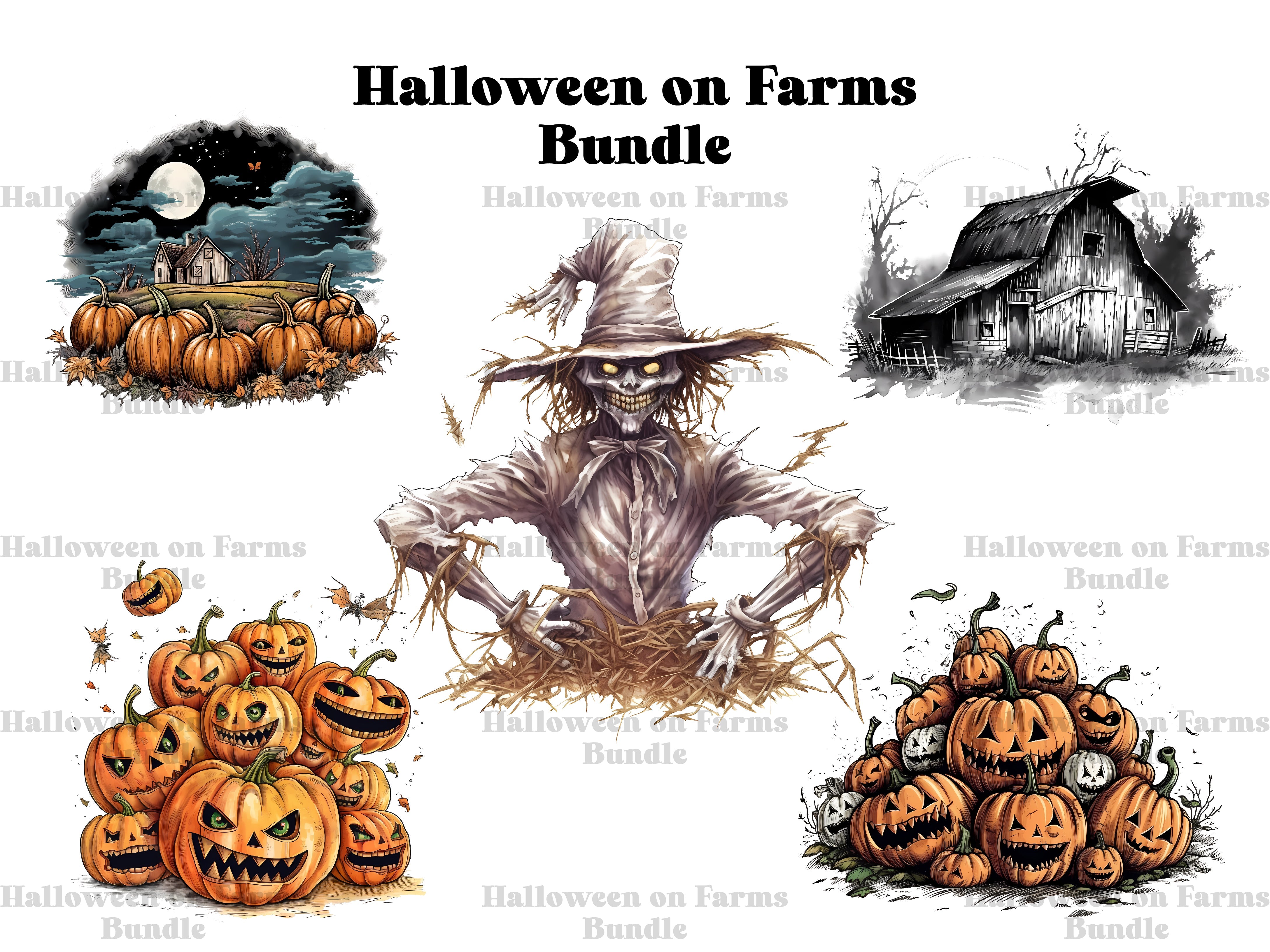 Halloween On Farm Clipart - CraftNest