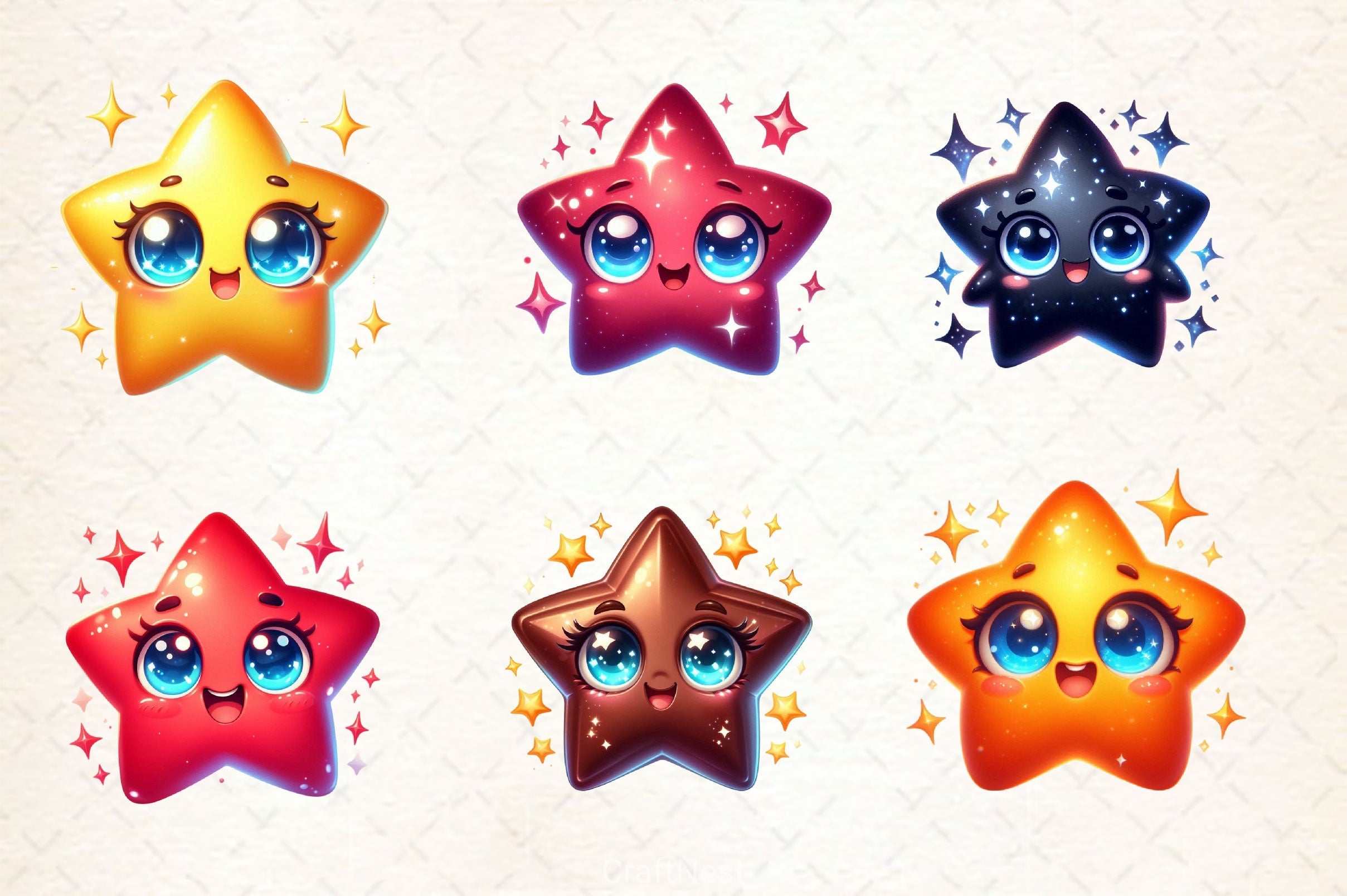 Kawaii Star Clipart Bundle 2
