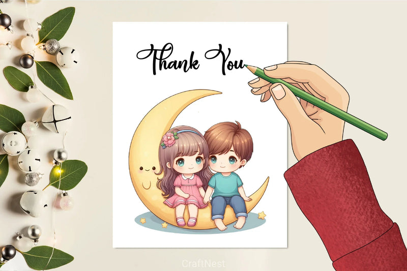 Boy & Girl Moon Clipart Bundle - CraftNest - Digital Crafting and Art
