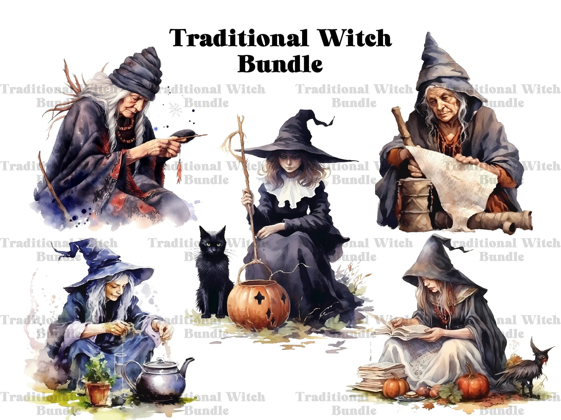 Traditional Witch Clipart - CraftNest