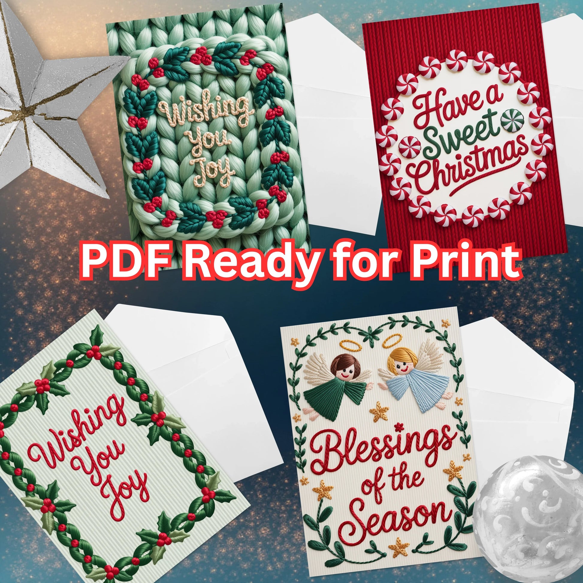 Christmas Cards Faux Yarn Clipart Bundle - CraftNest - Digital Crafting and Art