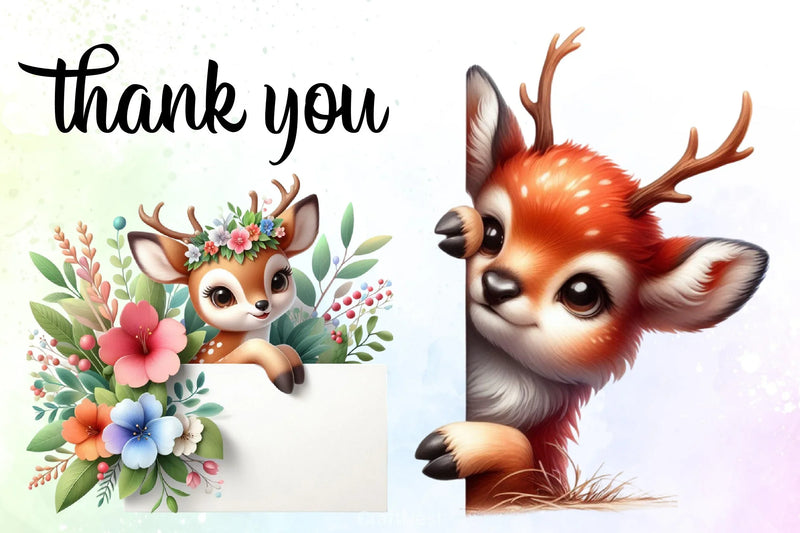 Cute Deer Clipart Bundle - CraftNest - Digital Crafting and Art