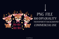 Merry Christmas Reindeer Clipart Bundle - CraftNest - Digital Crafting and Art