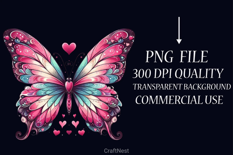 Valentine Butterfly Clipart Bundle - CraftNest - Digital Crafting and Art