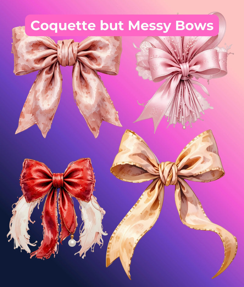 Messy Coquette Holiday Bows Clipart Bundle - CraftNest - Digital Crafting and Art