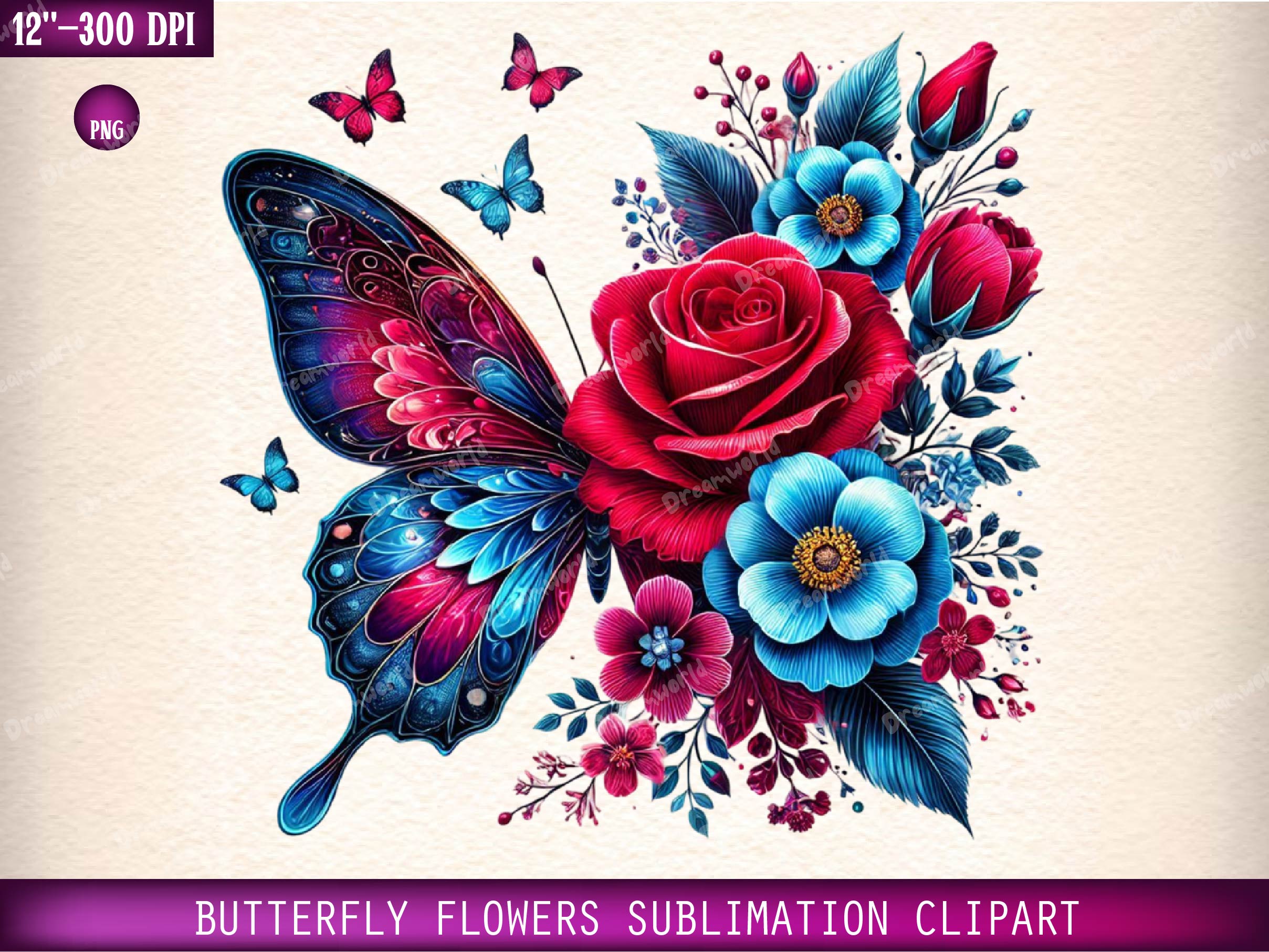 Butterfly Flowers Clipart Bundle 22 - CraftNest - Digital Crafting and Art