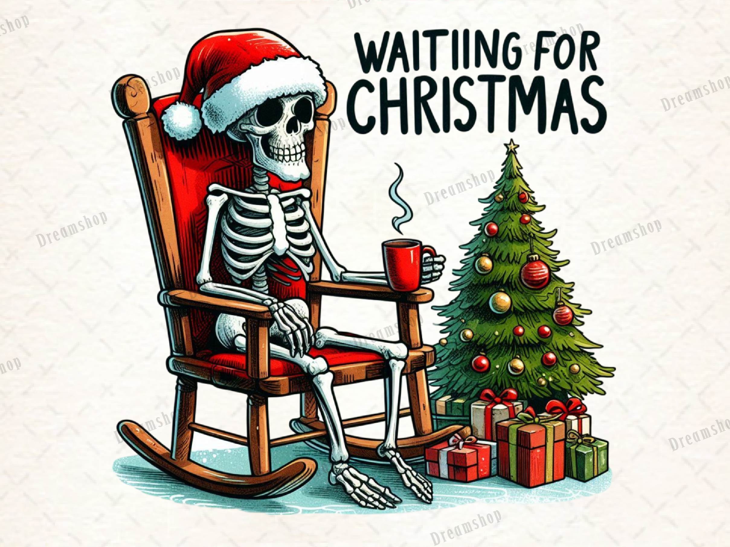 Halloween Skeleton Waiting For Christmas Clipart Bundle - CraftNest - Digital Crafting and Art