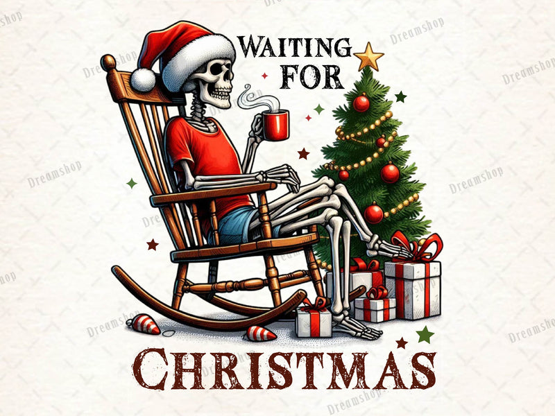 Halloween Skeleton Waiting For Christmas Clipart Bundle 1 - CraftNest - Digital Crafting and Art