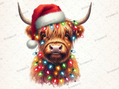 Christmas Highland Cow Clipart Bundle 1 - CraftNest - Digital Crafting and Art