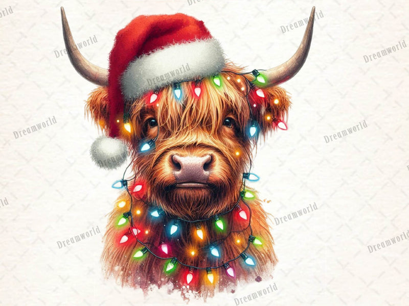 Christmas Highland Cow Clipart Bundle 1 - CraftNest - Digital Crafting and Art