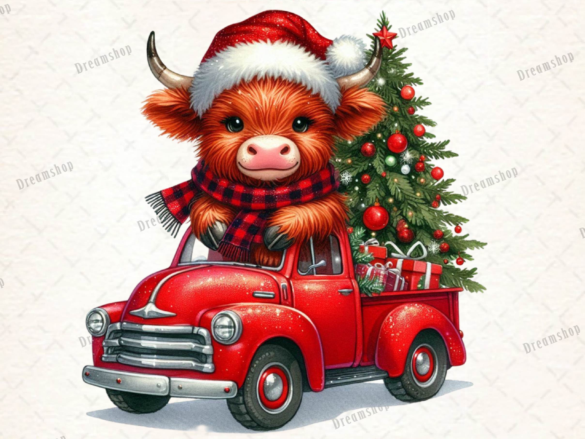 Christmas Highland Cow Clipart Bundle 8 - CraftNest - Digital Crafting and Art