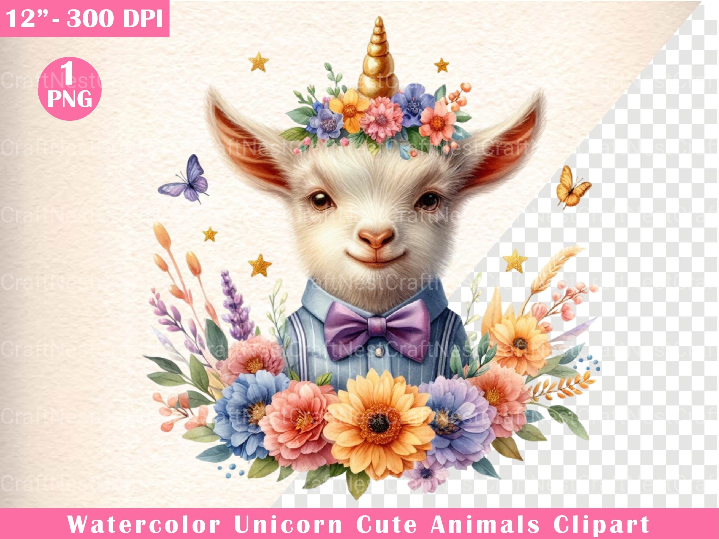Unicorn Goat Clipart Bundle