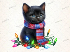 Christmas Black Cat Clipart Bundle - CraftNest - Digital Crafting and Art