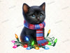 Christmas Black Cat Clipart Bundle