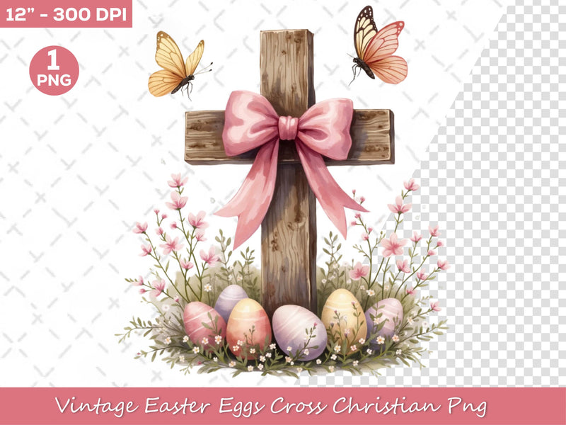 Vintage Easter Eggs Cross Christian Clipart Bundle - CraftNest - Digital Crafting and Art