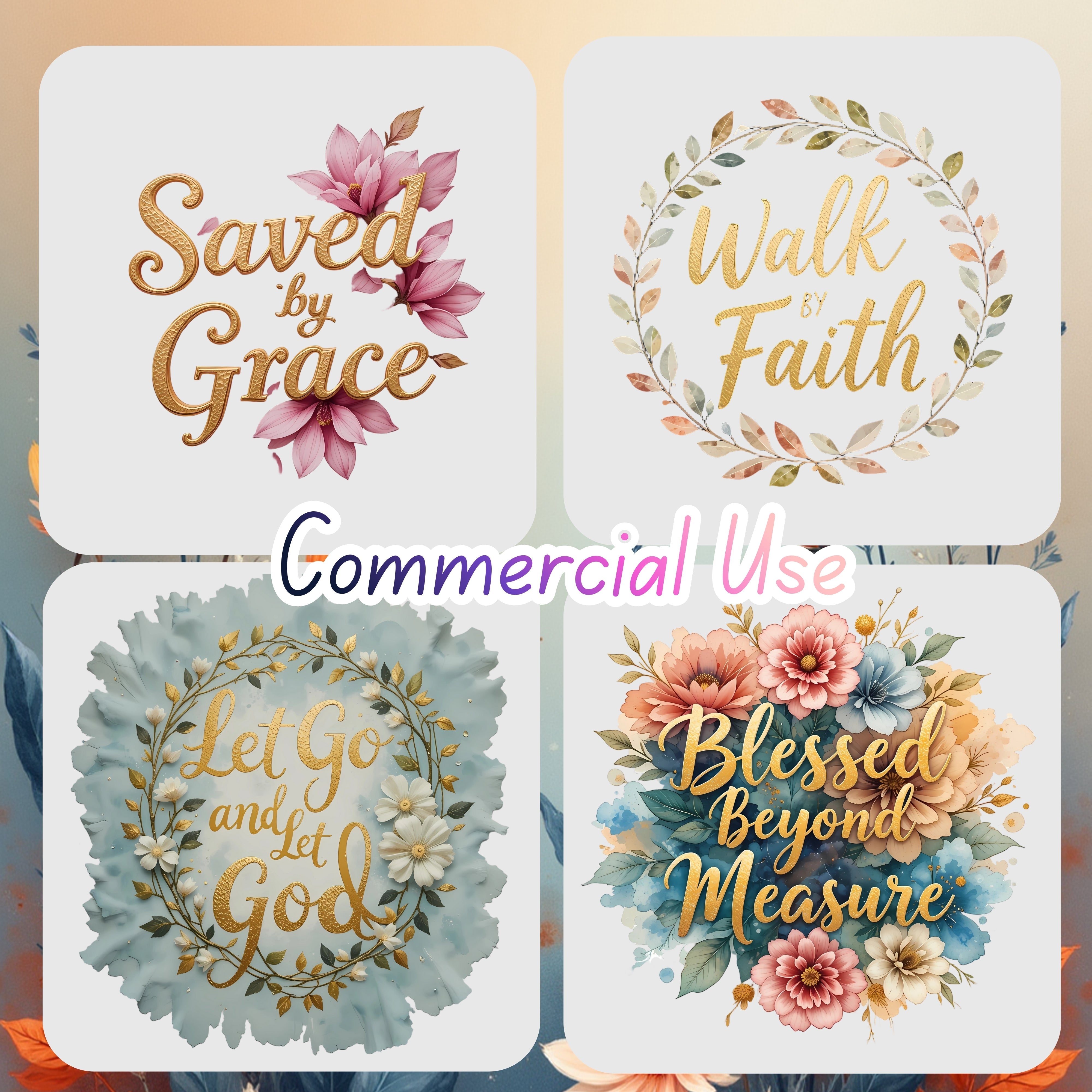 Floral Faith Clipart Bundle