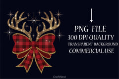 Christmas Reindeer Bow Clipart Bundle 4 - CraftNest - Digital Crafting and Art
