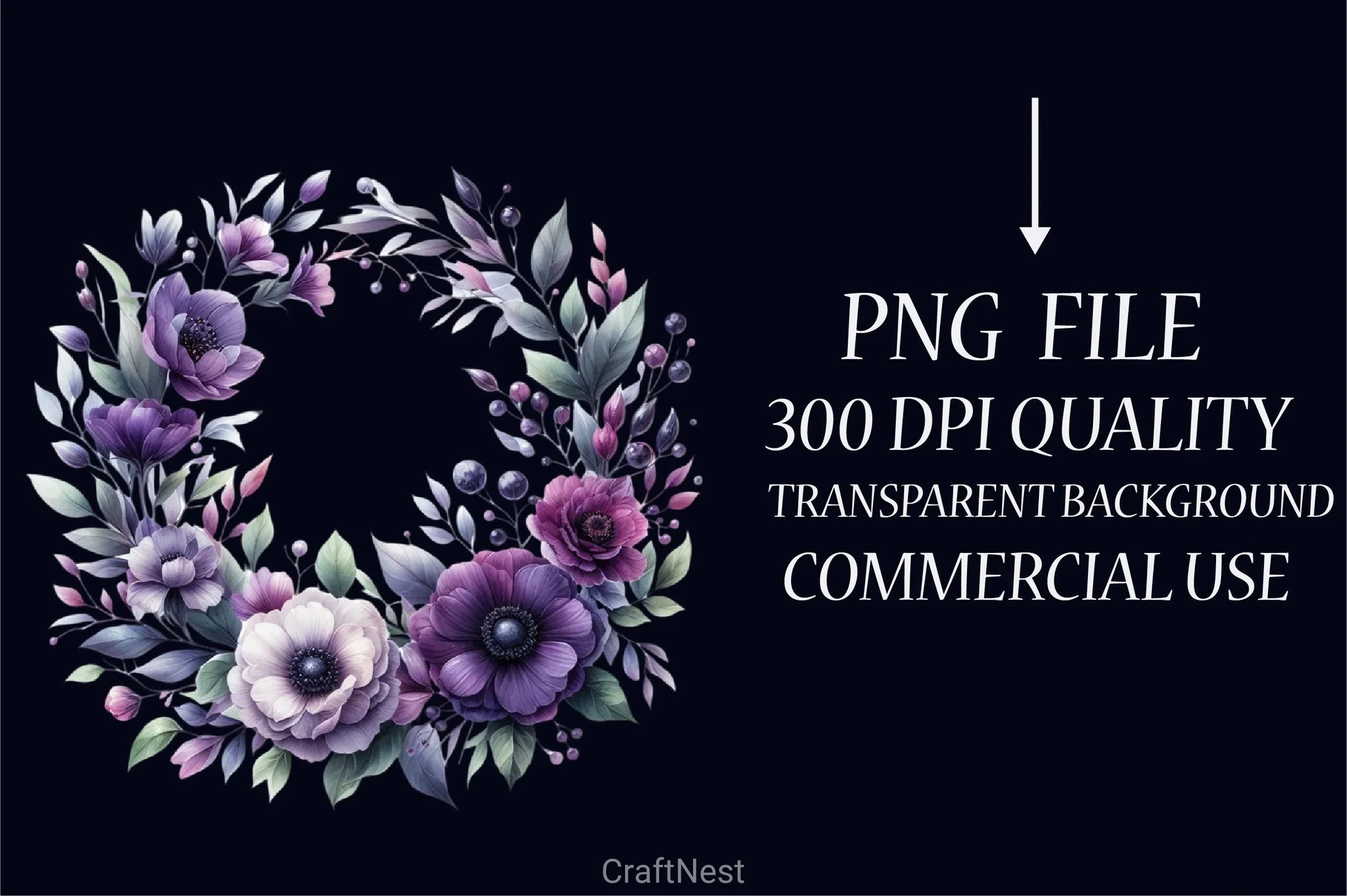 Purple Floral Wreath Clipart Bundle - CraftNest - Digital Crafting and Art