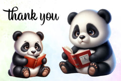 Panda Reading Book Clipart Bundle - CraftNest - Digital Crafting and Art