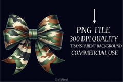 Camo Coquette Bow Clipart Bundle - CraftNest - Digital Crafting and Art