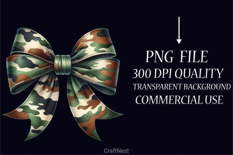 Camo Coquette Bow Clipart Bundle - CraftNest - Digital Crafting and Art
