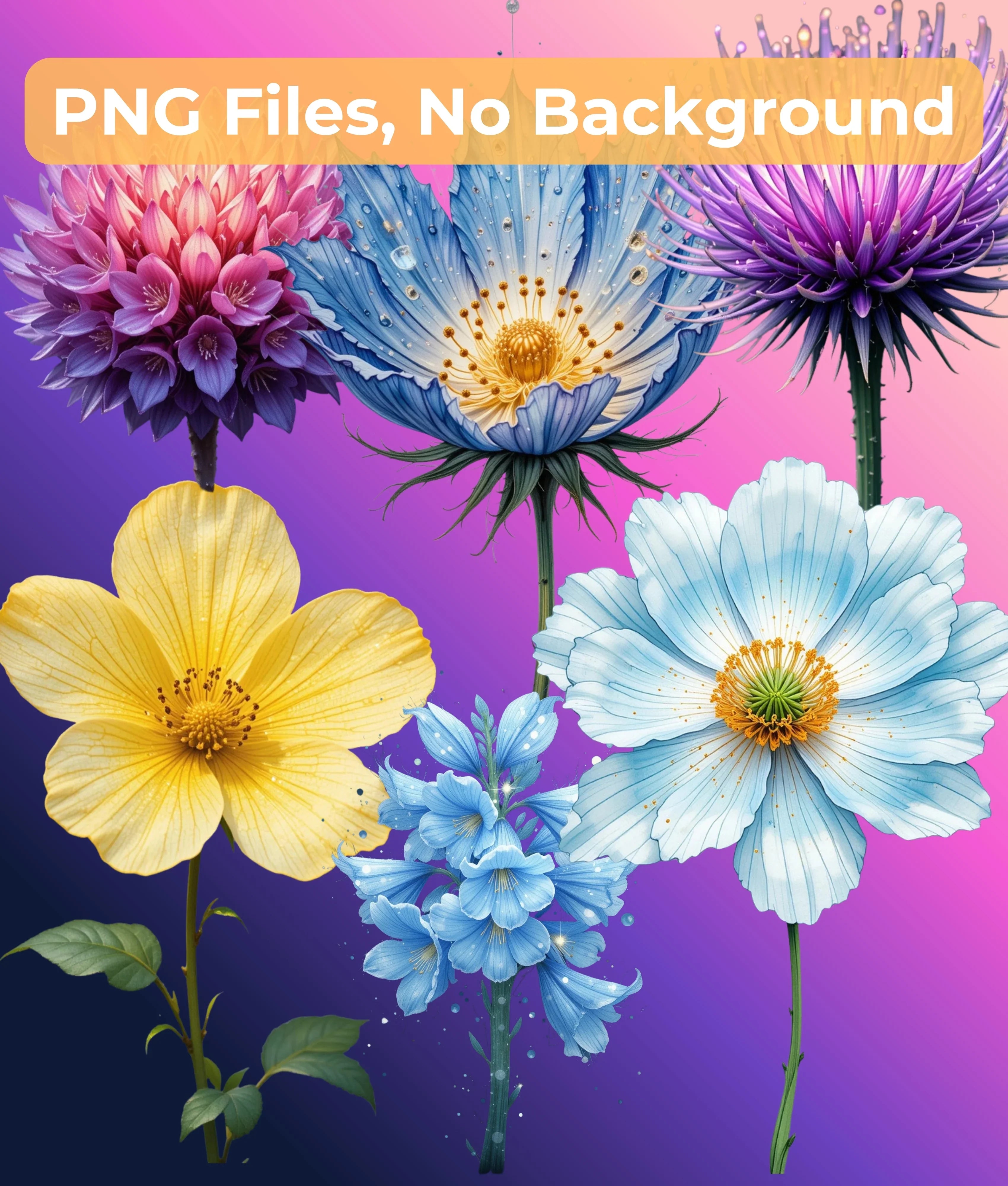 Fantasy Wildflower Clipart Bundle - CraftNest - Digital Crafting and Art