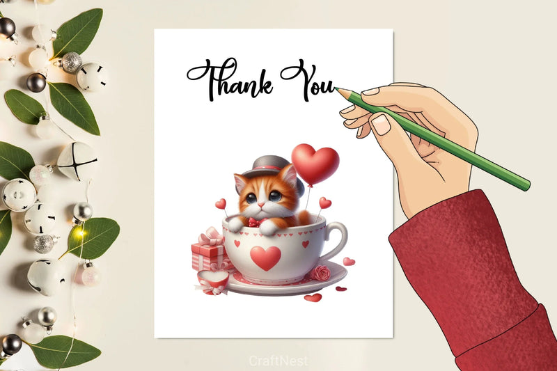 Valentine Cat Cup Clipart Bundle - CraftNest - Digital Crafting and Art