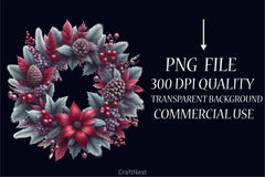 Maroon Christmas Clipart Bundle - CraftNest - Digital Crafting and Art