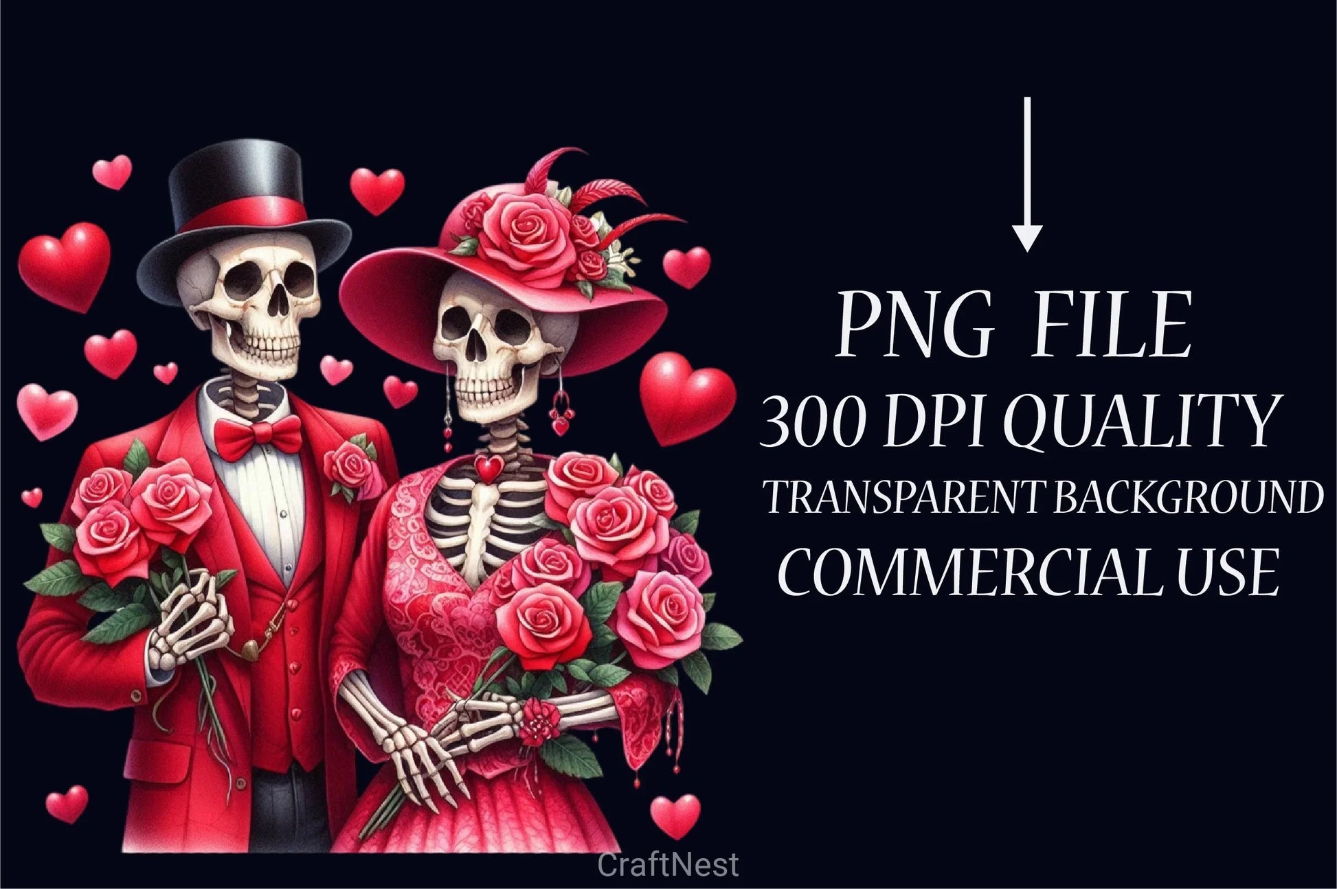Valentine Skeletons Couple Clipart Bundle - CraftNest - Digital Crafting and Art