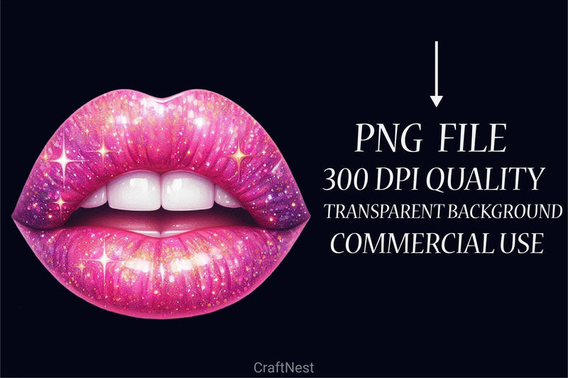 Glitter Lips Clipart Bundle - CraftNest - Digital Crafting and Art