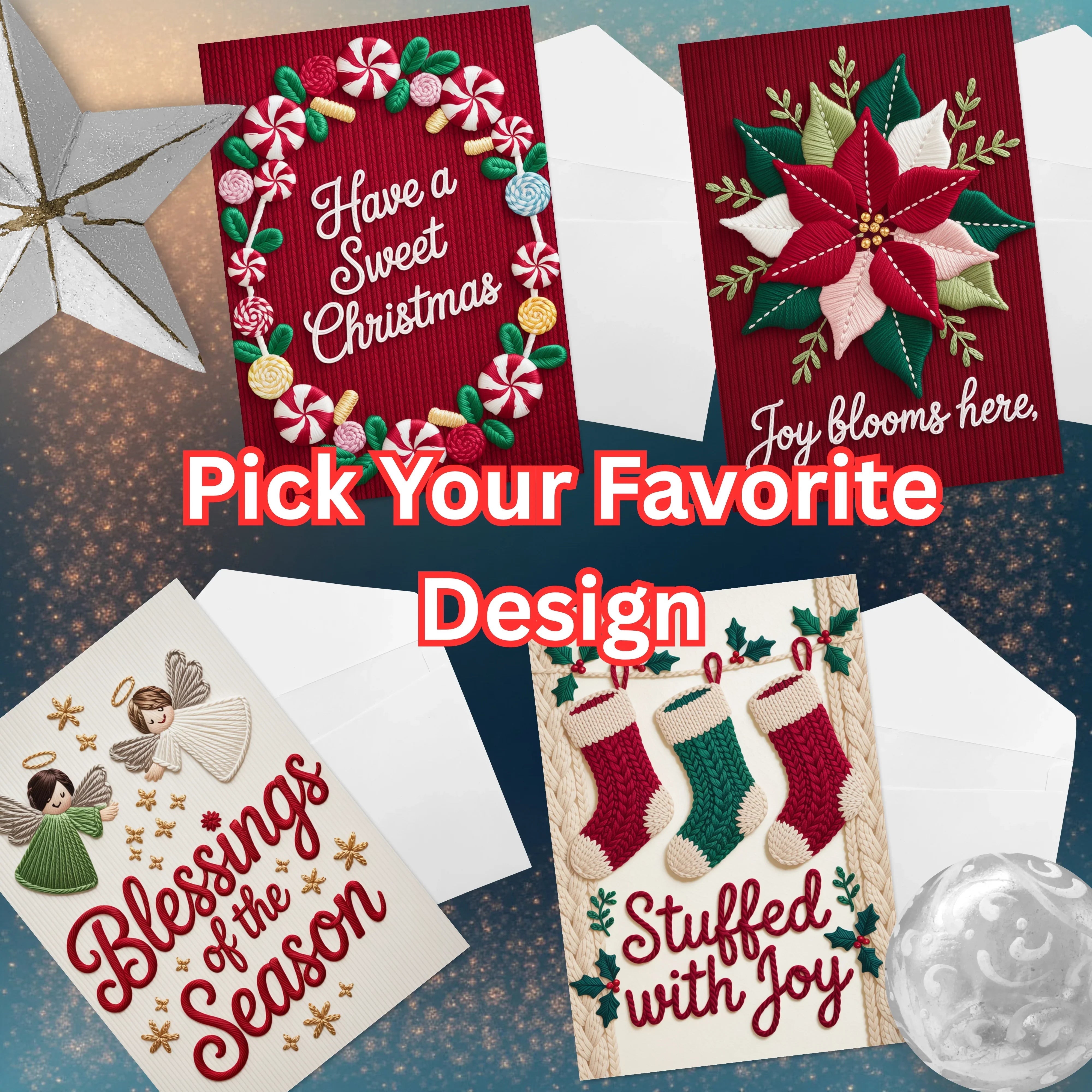 Christmas Cards Faux Yarn Clipart Bundle - CraftNest - Digital Crafting and Art