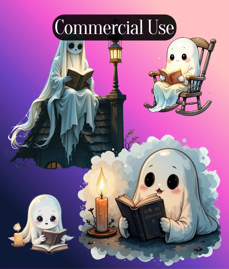 Bookish Ghost Clipart Bundle - CraftNest - Digital Crafting and Art