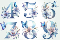 Blue Floral Monogram Alphabet Clipart Bundle - CraftNest - Digital Crafting and Art
