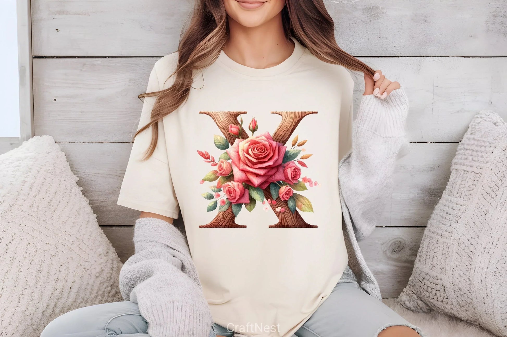 Wood Alphabet Rose Clipart Bundle 1 - CraftNest - Digital Crafting and Art