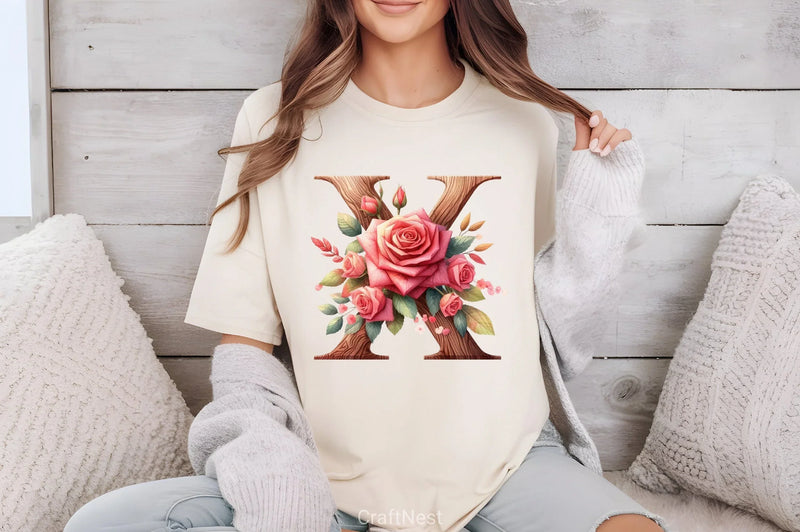 Wood Alphabet Rose Clipart Bundle 1 - CraftNest - Digital Crafting and Art