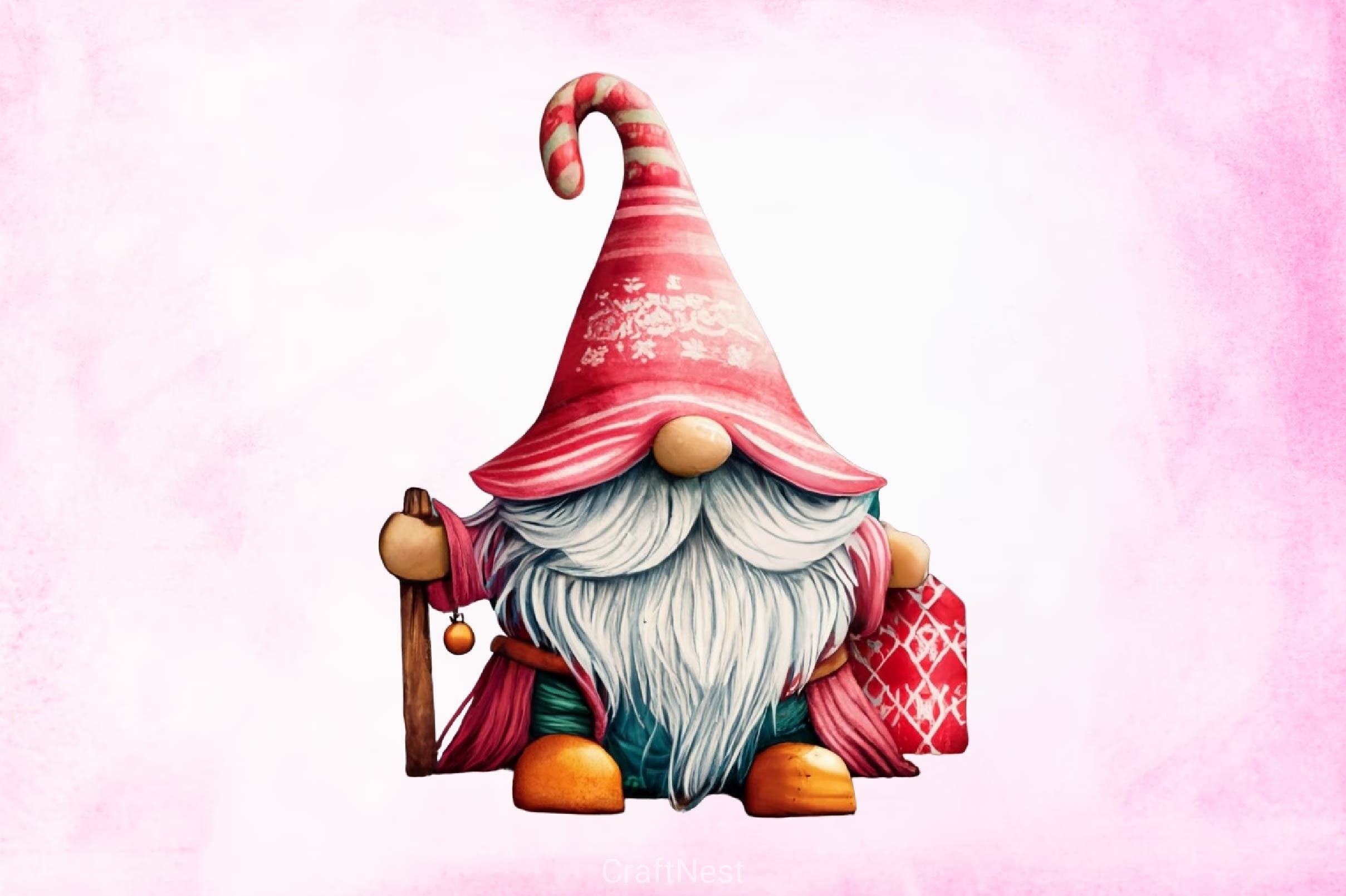Pink Christmas Gnome Steal Clipart Bundle
