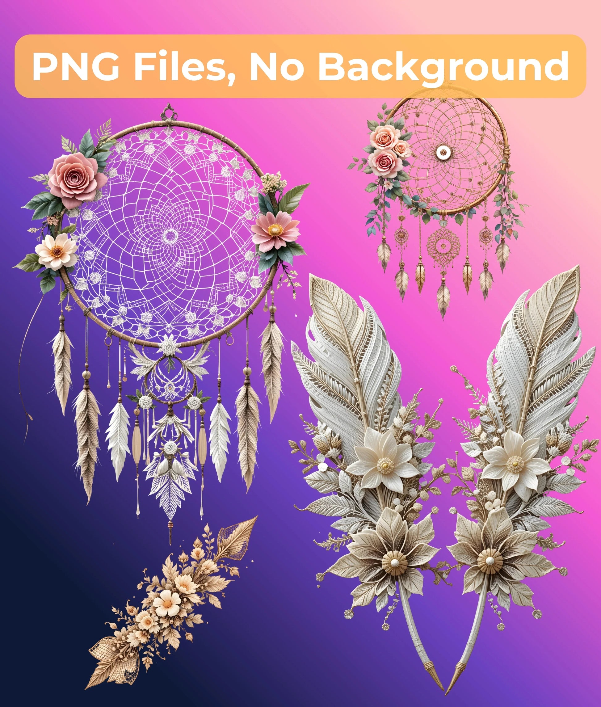 Premium Boho Lace Floral Clipart Bundle - CraftNest - Digital Crafting and Art
