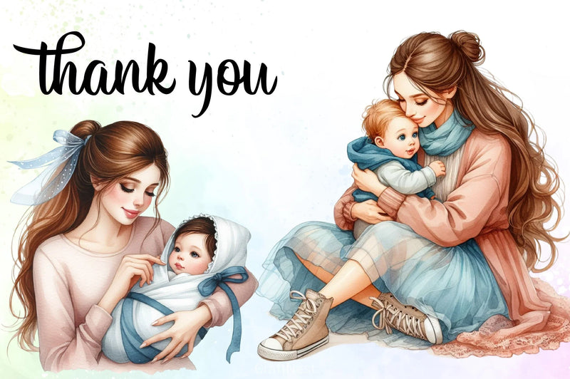 Mom & Baby Clipart Bundle 3 - CraftNest - Digital Crafting and Art