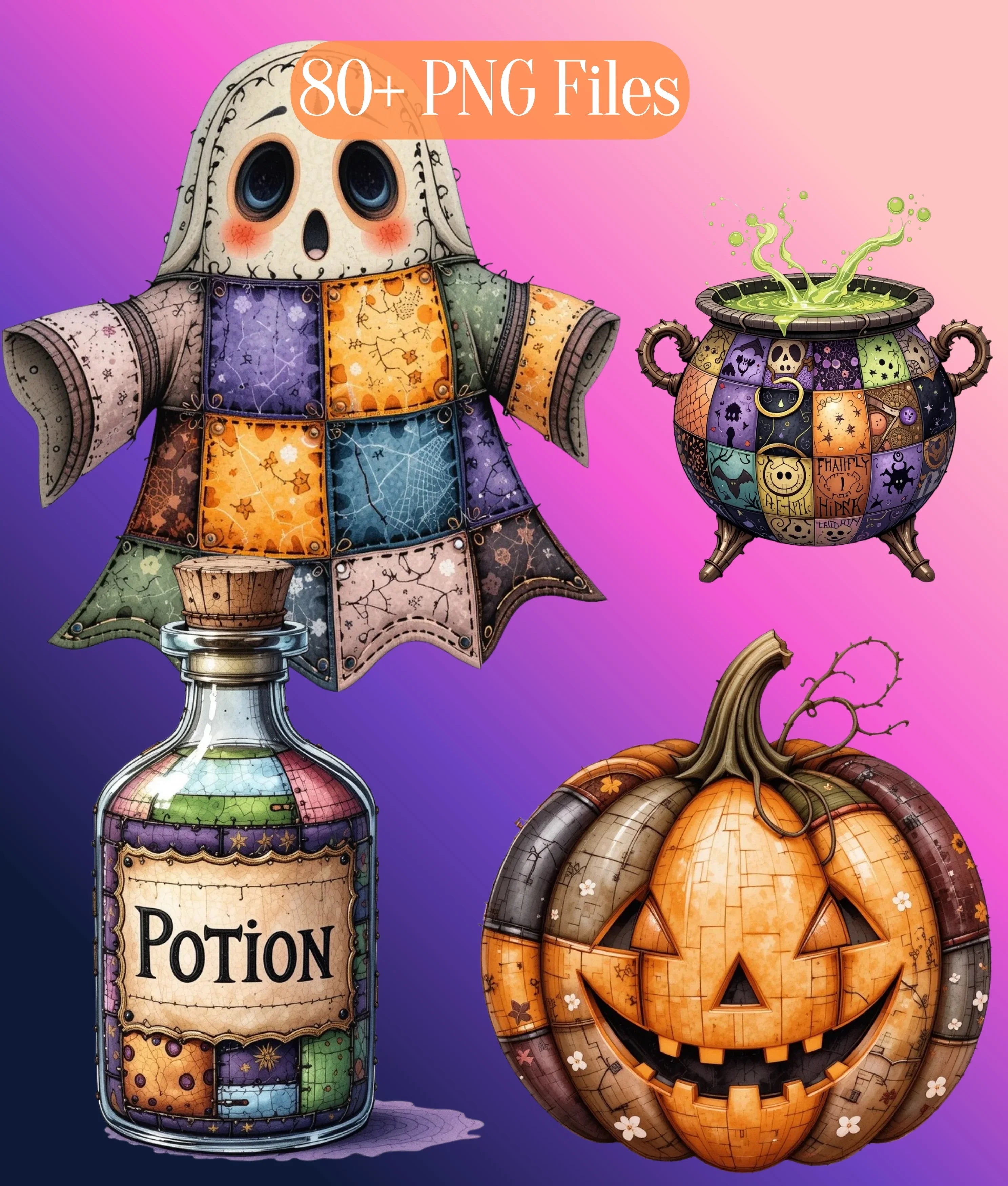 Halloween Patchwork Clipart Bundle - CraftNest - Digital Crafting and Art