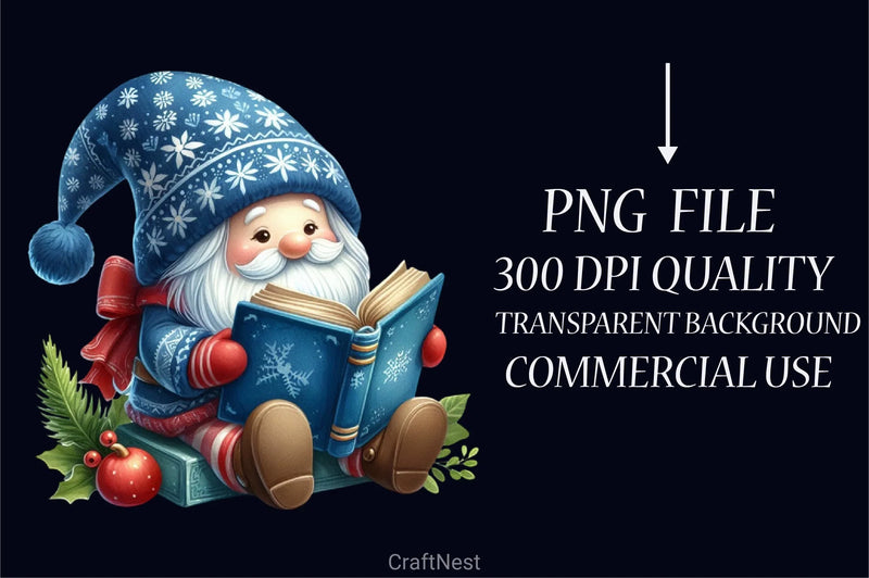 Blue Christmas Gnomes Clipart Bundle - CraftNest - Digital Crafting and Art