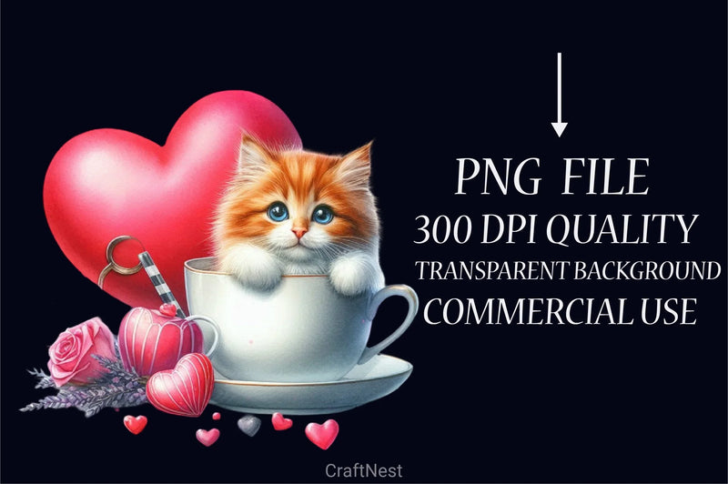 Cat Peeking Valentine Clipart Bundle - CraftNest - Digital Crafting and Art
